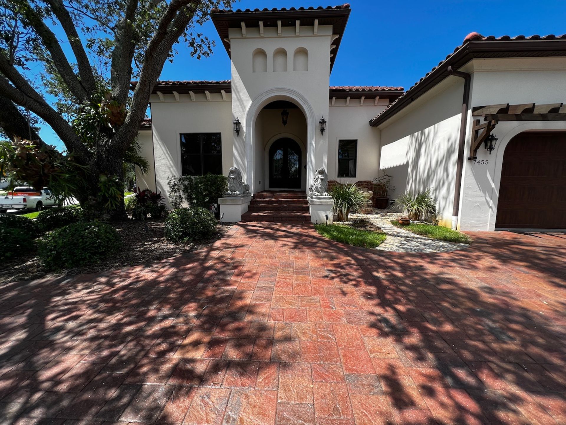 Front door exterior cleaning service in Clearwater, FL, rejuvenating the entrance of your home with a pristine and welcoming appearance